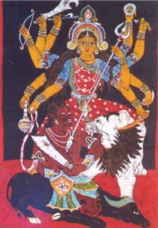Batik Painting of Goddess Durga