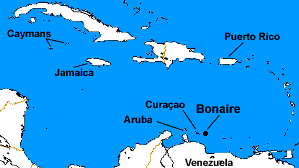 Map showing Bonaire's location in the Caribbean